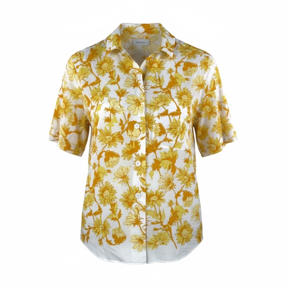 Paul Smith Floral-Print Cotton-Mousseline Shirt Yellow Floral Print Size S (36)‎